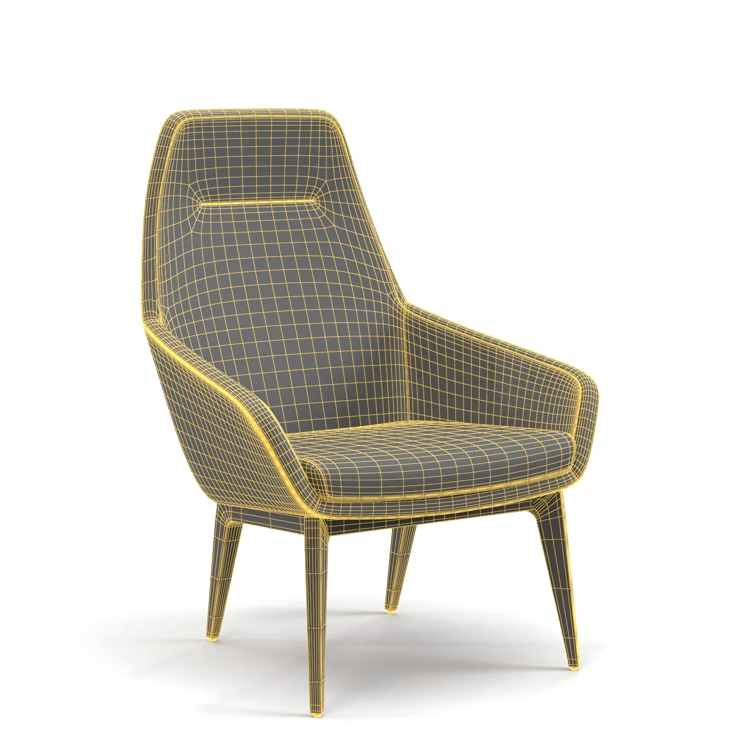 Arwyn Wood Leg Lounge Chair PBR 3D Model_07