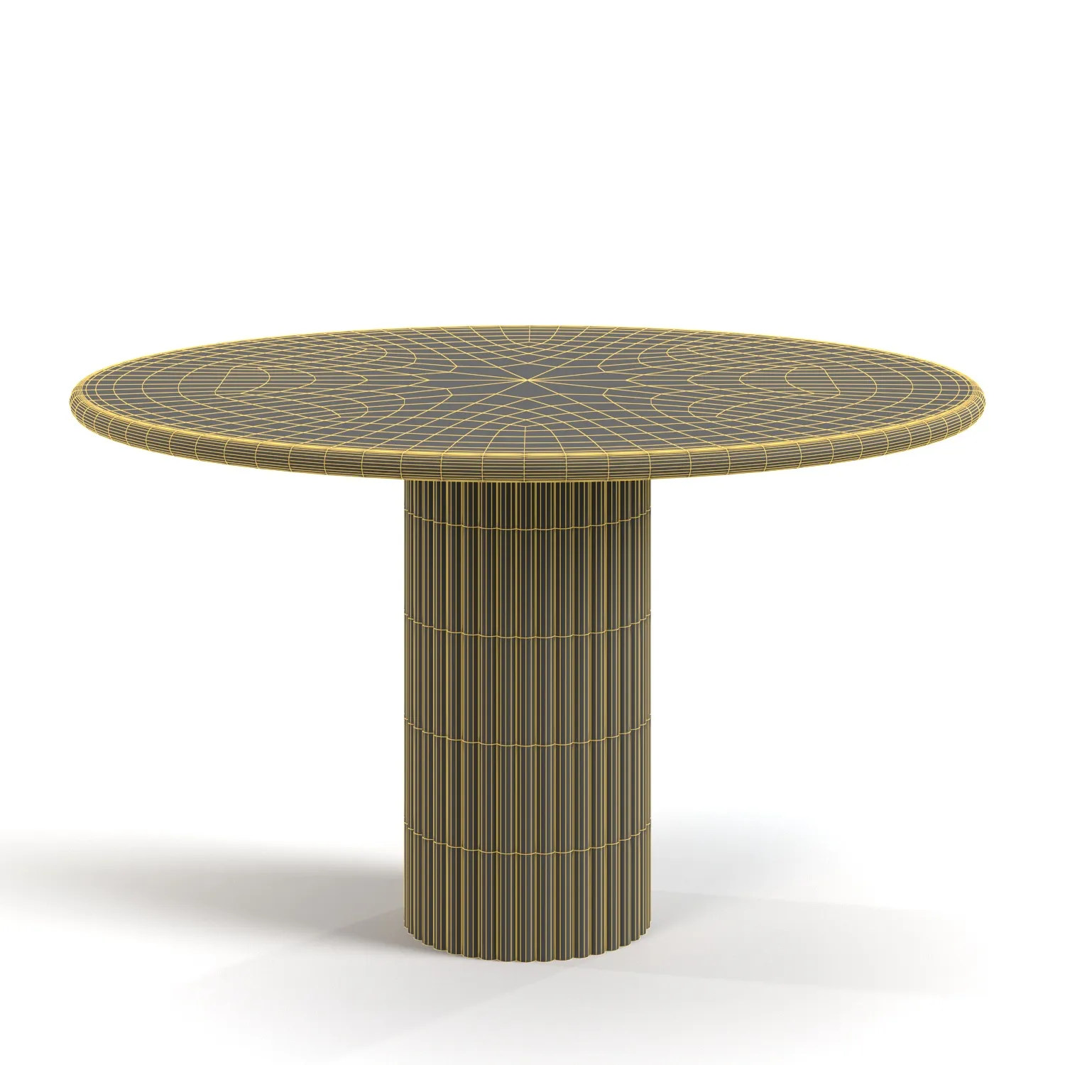 Cava Fluted Round Beige Travertine Dining Table 3D Model_07