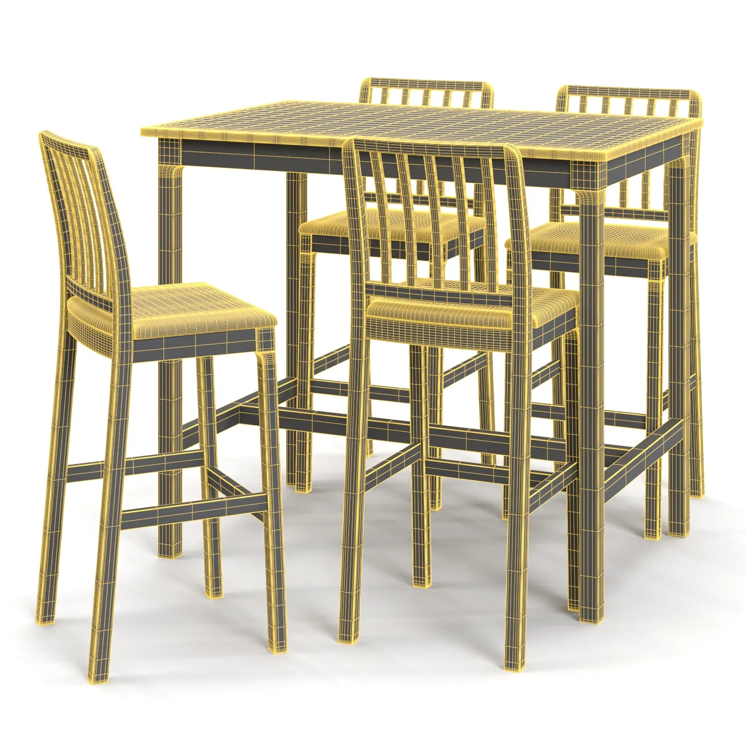 Ekedalenbar Table And 4 Bar Stools PBR 3D Model_07