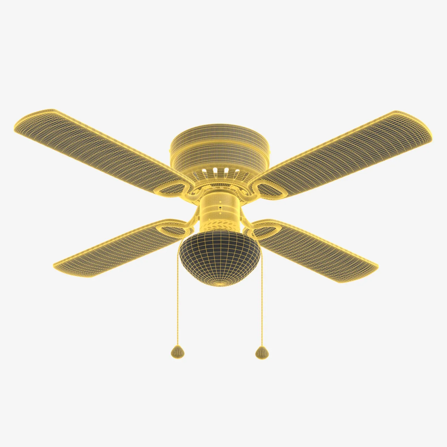 Harbor Breeze White LED Indoor Flush Mount Ceiling Fan PBR 3D Model_07