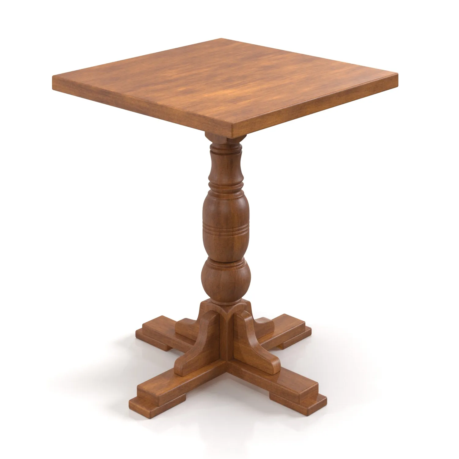 Round Restaurant wood dining table PBR 3D Model_01
