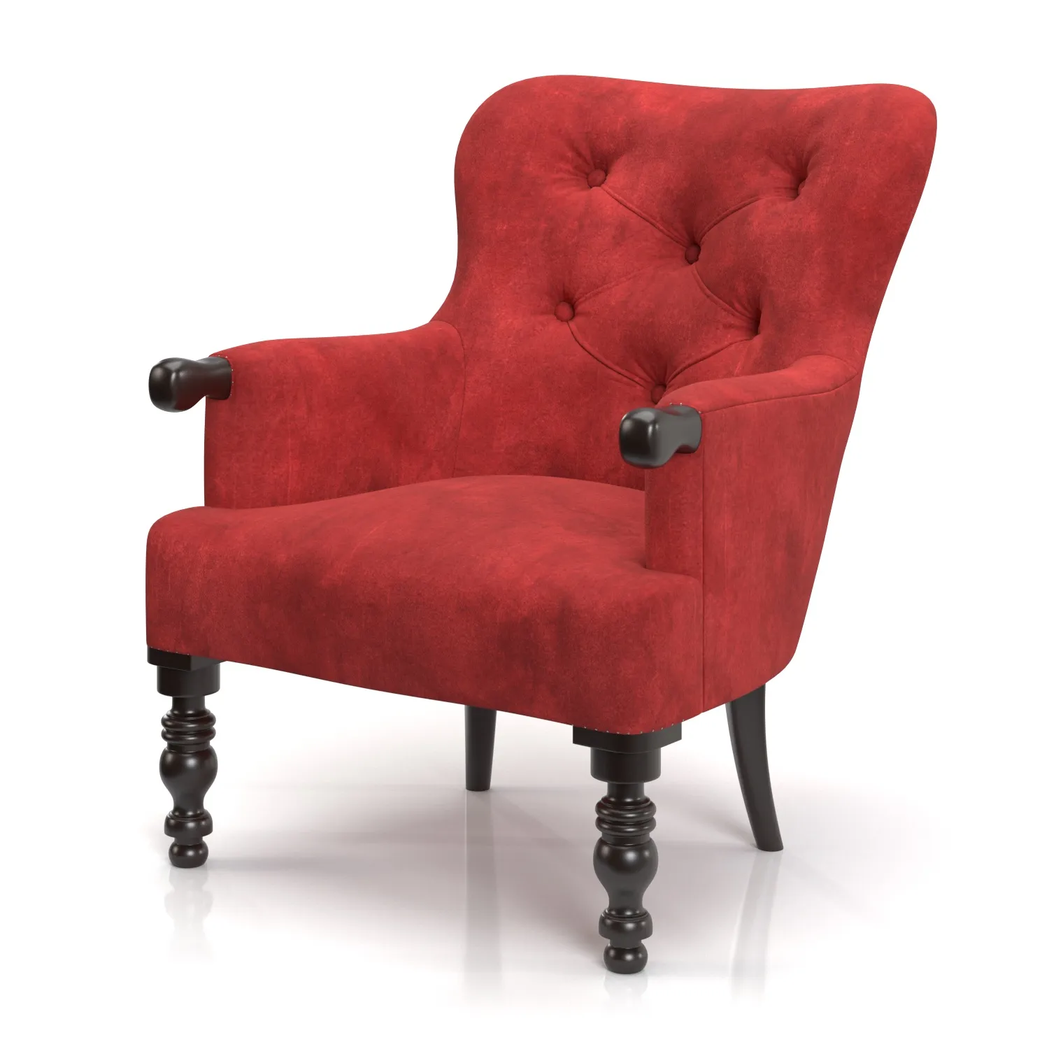 Spanish Style Red Velvet Custom Armchair PBR 3D Model_01