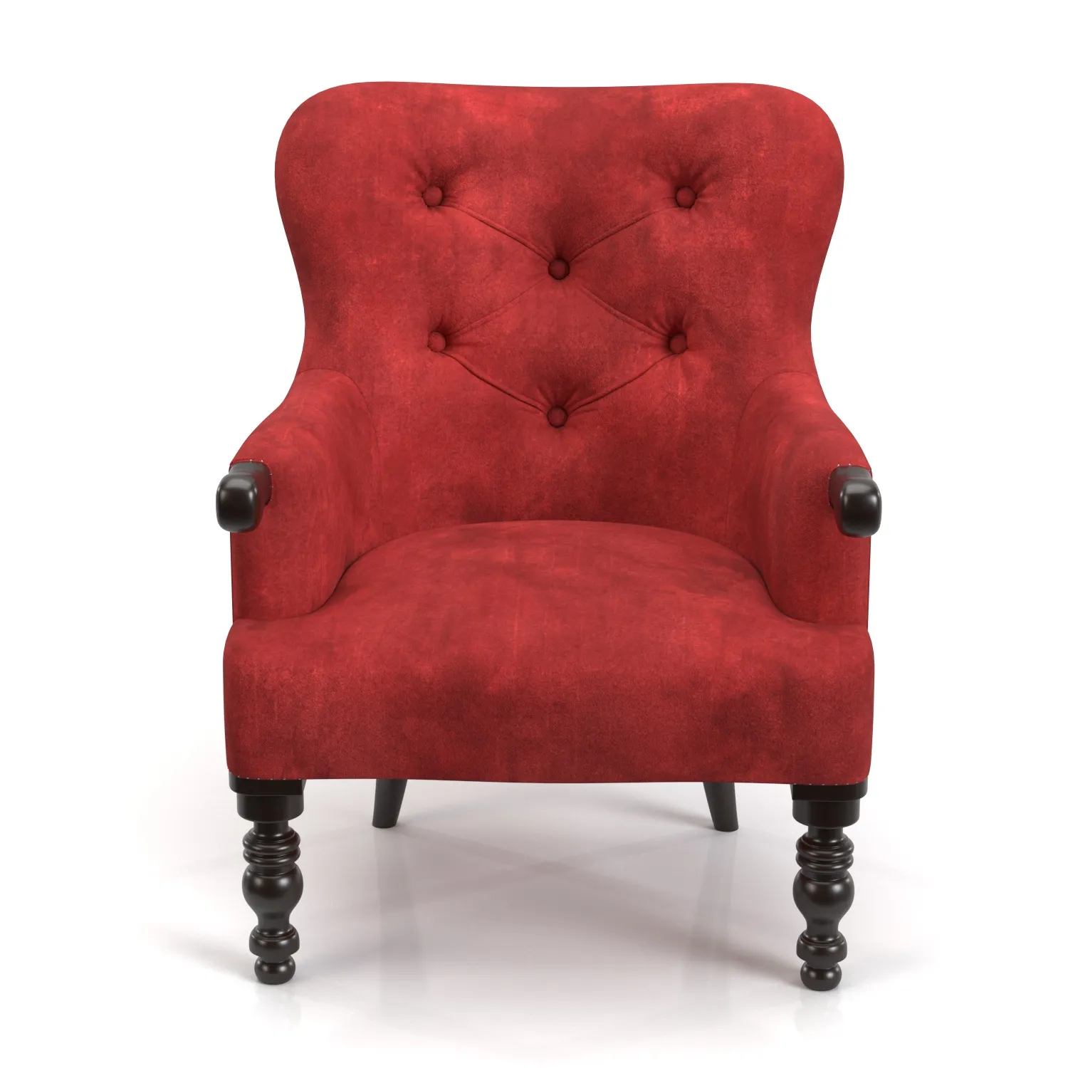 Spanish Style Red Velvet Custom Armchair PBR 3D Model_04