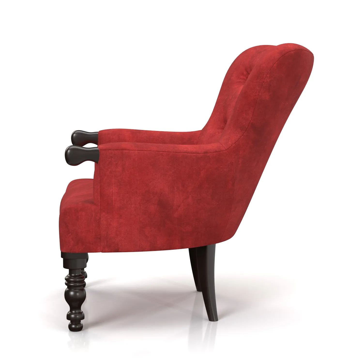 Spanish Style Red Velvet Custom Armchair PBR 3D Model_03