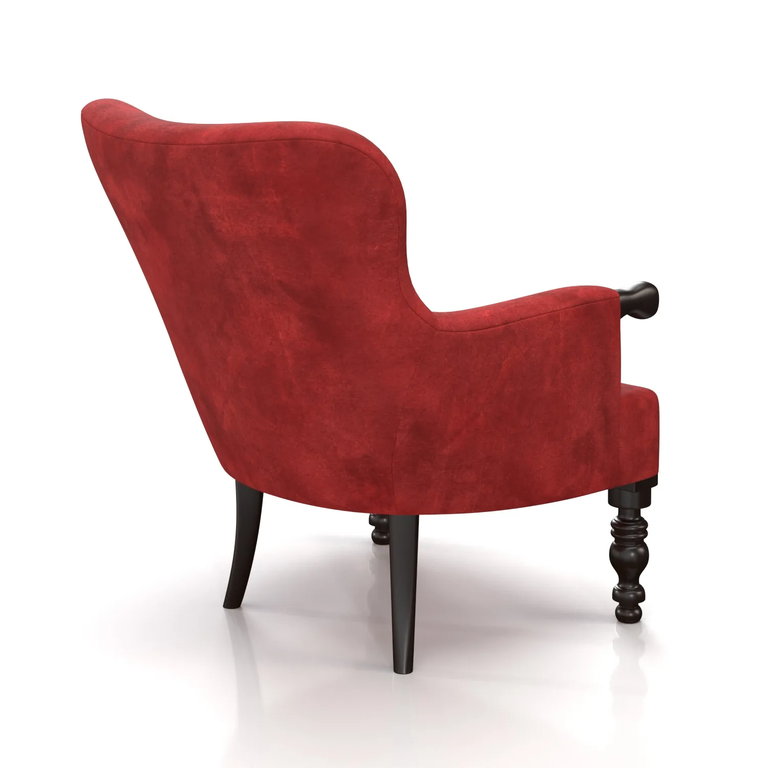 Spanish Style Red Velvet Custom Armchair PBR 3D Model_06