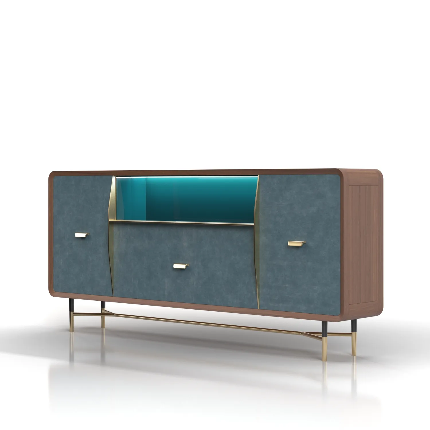 Custom Suite Desk Area Credenza PBR 3D Model_01