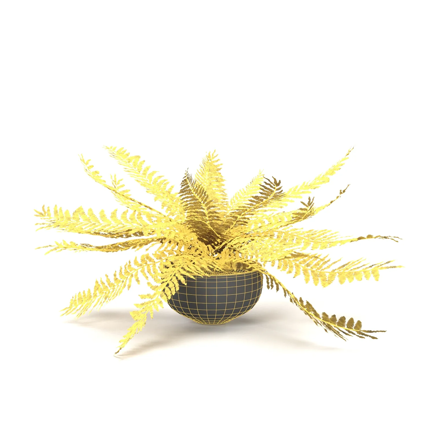 Faux Potted Fern Plant 10in PBR 3D Model_07