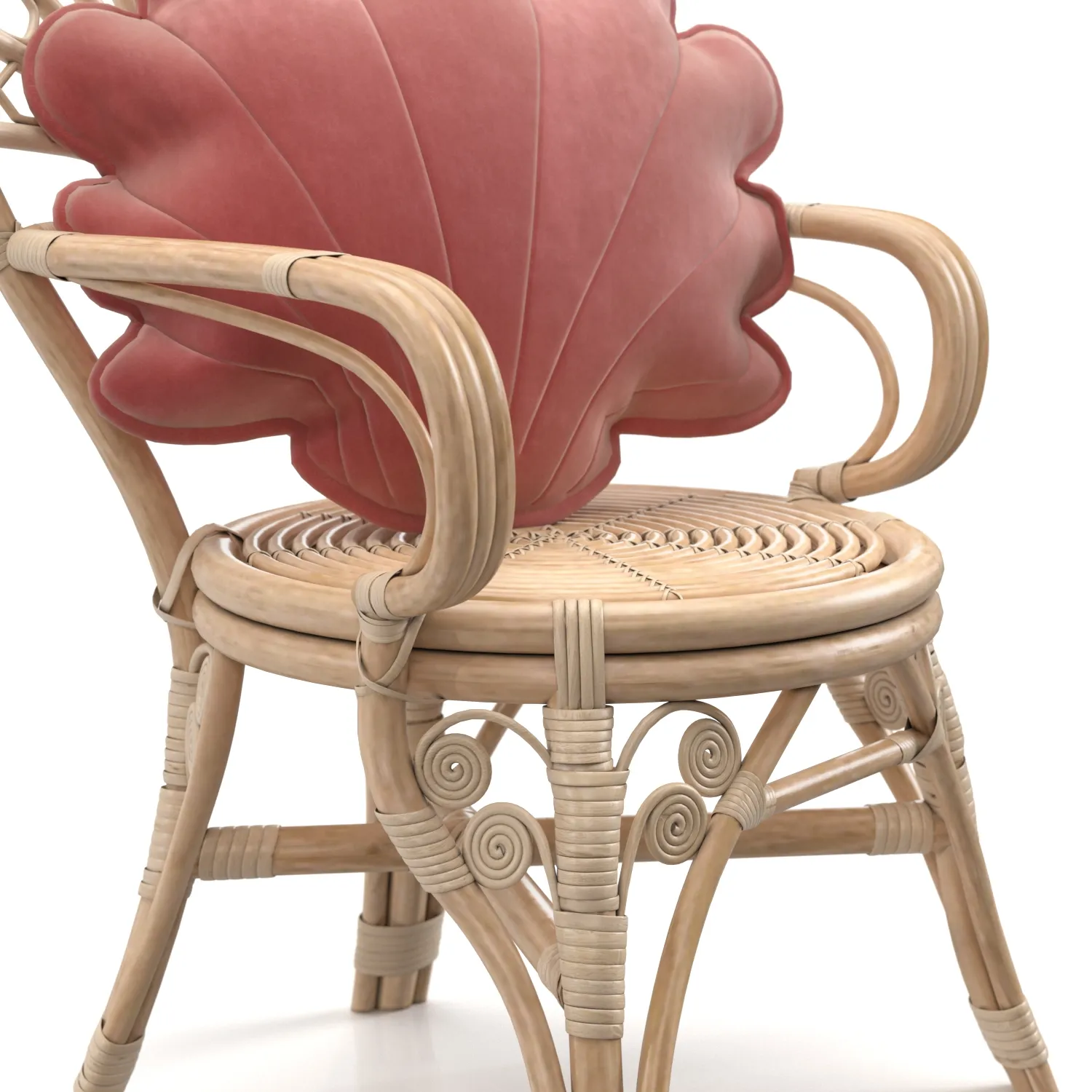 Marsala Pearl Velvet Shell Cushion Chair 3D Model_05
