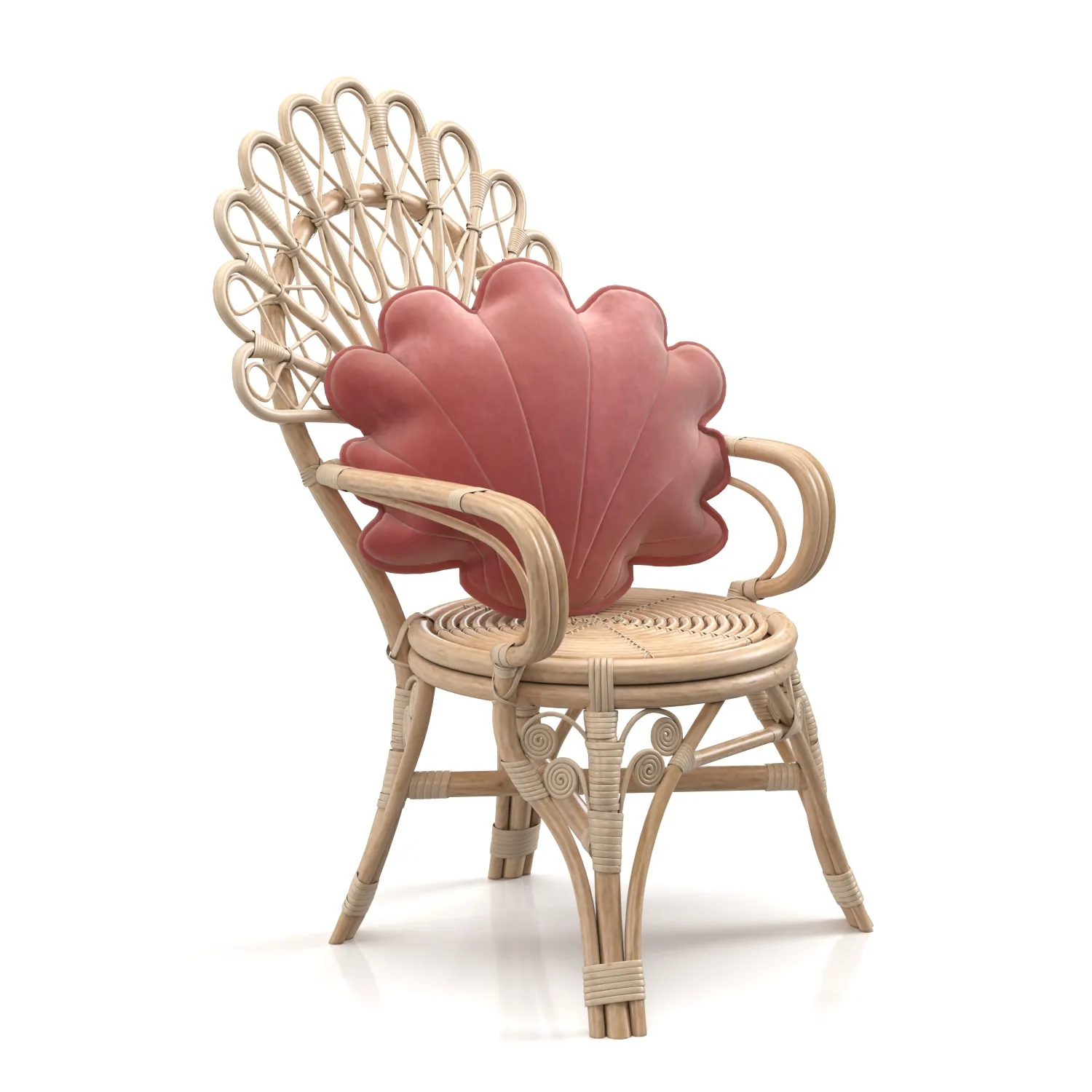 Marsala Pearl Velvet Shell Cushion Chair 3D Model_03
