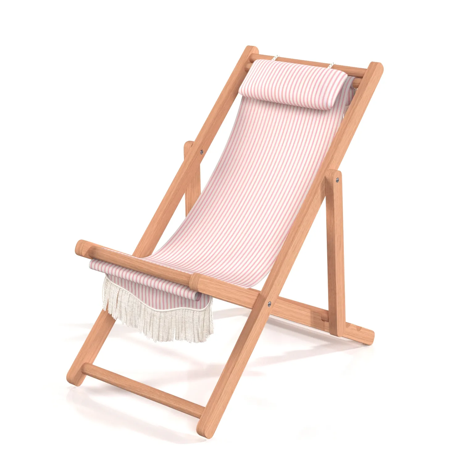 Solid Striped Canvas Garden Furniture Folding Beach Chair PBR 3D Model_01