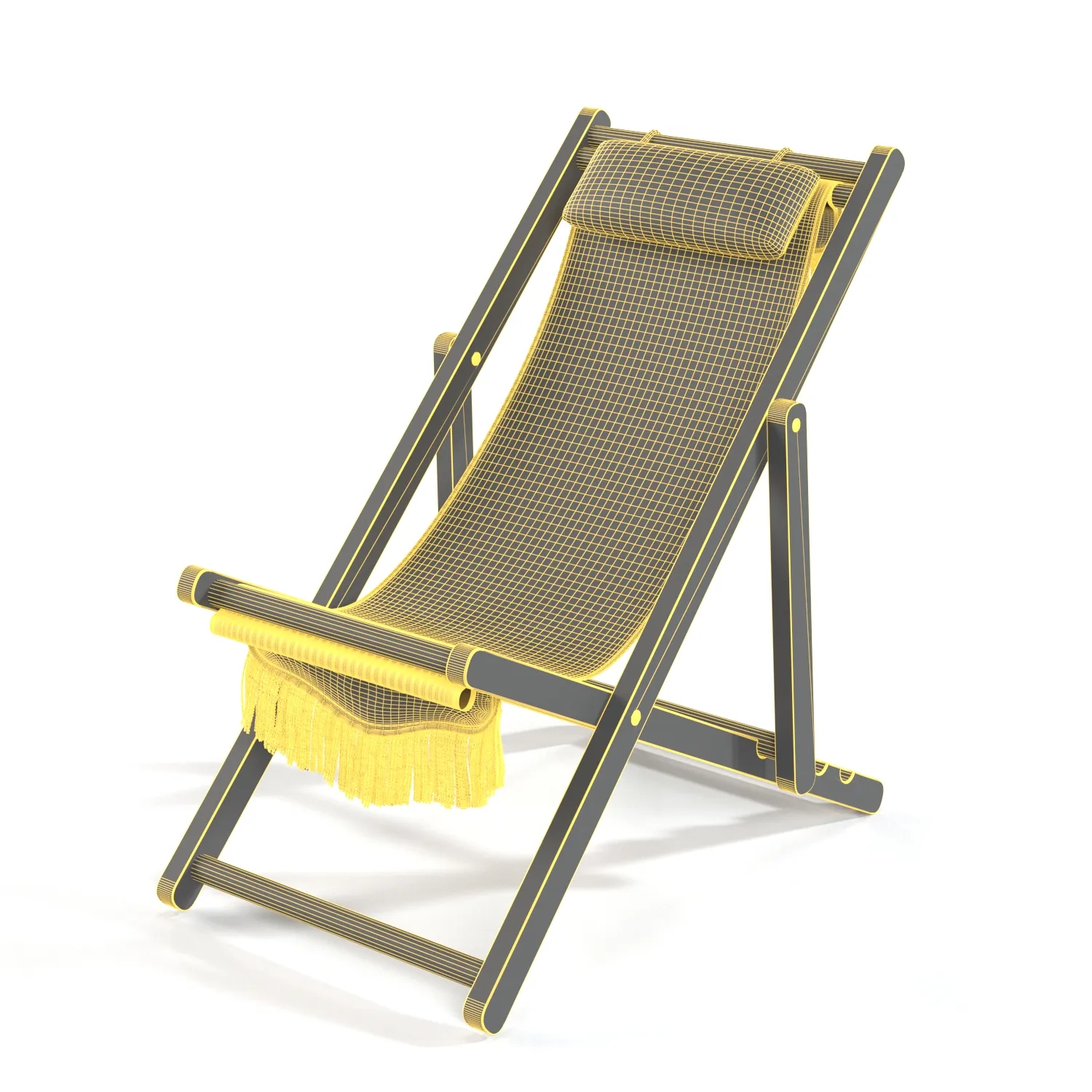 Solid Striped Canvas Garden Furniture Folding Beach Chair PBR 3D Model_07