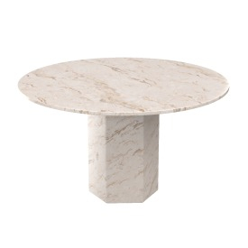 Epic Dining Table Round 130cm White Travertine 3D Model