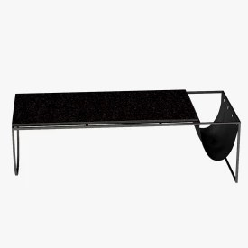 Bolia Piero Coffee Table Black Marble Top with Leather Side Storage 3D Model
