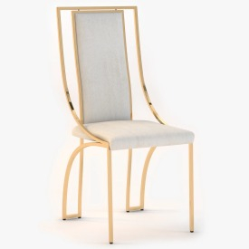High Back Brass Chair 3D Model