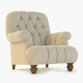 1860 Napoleonic Tufted Upholstered Chair 3D Model