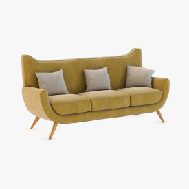 Salon Ambassador Couch By Jean Royere 3D Model