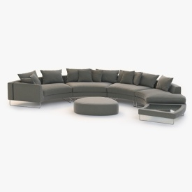 Half Moon Curved Sectional Sofa Fabric 3D Model