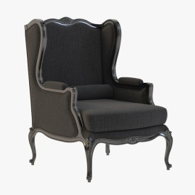 Louis Xv Style Gilded Wing Chair 3D Model