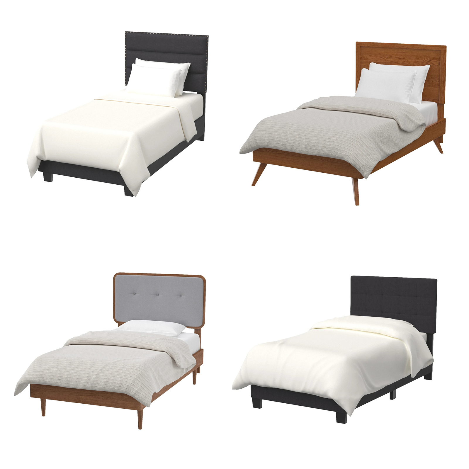 Collection of Four Single Bed 3D Bed Models 3D Model