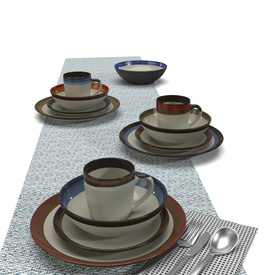 Gibson Elite Couture Bands Round Stoneware Dinnerware Set PBR 3D Model