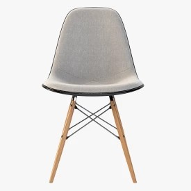 Eames Molded Fiberglass Upholstered Dowel-Leg Side Chair 3D Model