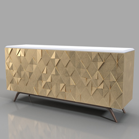 Gold Triangular Cabinet PBR 3D Model