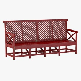 Outdoor Garden Bench Red 3D Model