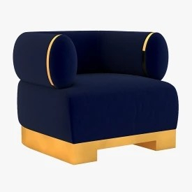 Armchair Dr100 With Gold Metal 3D Model