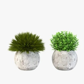 Table Top Decoration Centerpiece Planter of Fake Green Grass Plants 3D Model