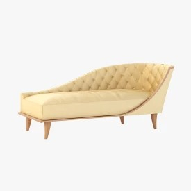 Grand 1940s French Tufted Classic Luxury Sycamore Chaise 3D Model