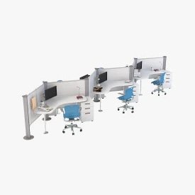 Herman Miller Resolve System with Office Accessories Set 02 3D Model