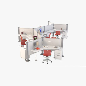 Herman Miller Resolve System with Office Accessories Set 01 3D Model