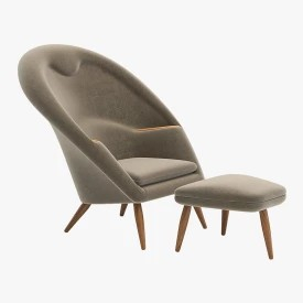 Nanna Ditzel Oda Lounge Chair And Ottoman 3D Model