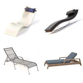 Collection of Four Modern Sun Lounger 3D Day Bed Models 3D Model