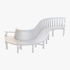 Curved Stylish Outdoor Bench 3D Model