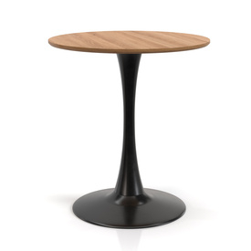 Brown Engineered Wood Grain Finish & Black Metal Base Bistro Table PBR 3D Model