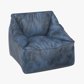 Vegan Leather Navy Modern Lounger 3D Model