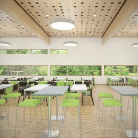 Furnished Cafeteria Interior with Kitchen V4 3D Model