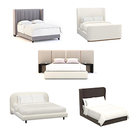 Collection of Five Luxury Platform Beds 3D Model